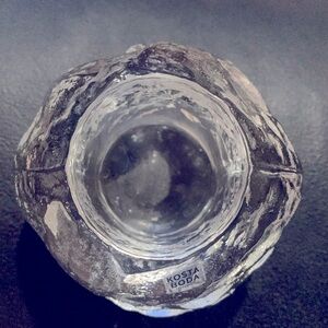Kosta Boda Med Snowball Candle Holder Approx W: 2”, H:3”, Around outside: 11.5”